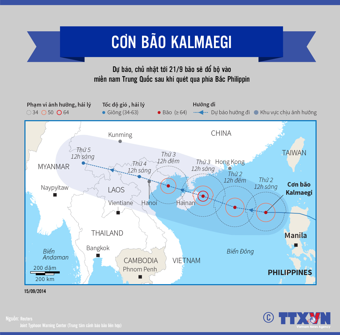 Dự báo hướng đi của cơn bão Kalmaegi